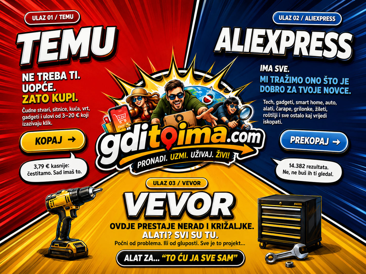 GDI TO IMA — TEMU, AliExpress i VEVOR